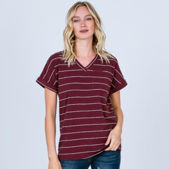 Katie V-Neck Pocket Tee - Picture 1 of 4